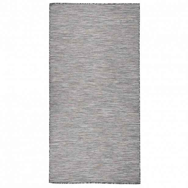 vidaXL Venkovní hladce tkaný koberec 100x200 cm hnědý a modrý