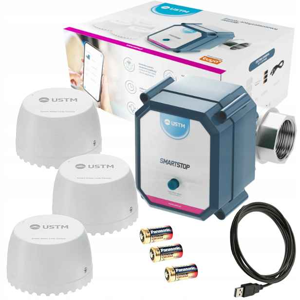 Elektrický protizaplavovací ventil Smartstop 1" 3x senzory úniku vody Ustm