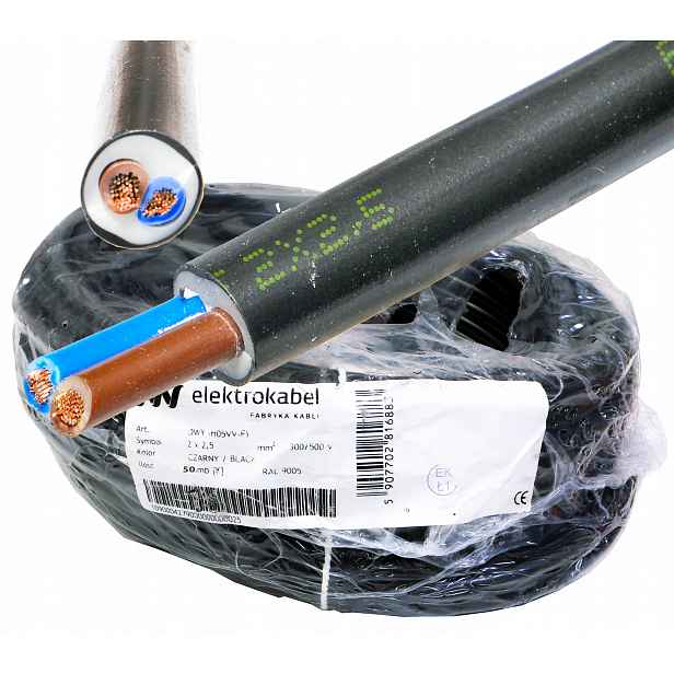Kabel Owy 2x2,5 mm Cu lanko černé Cu 50 m