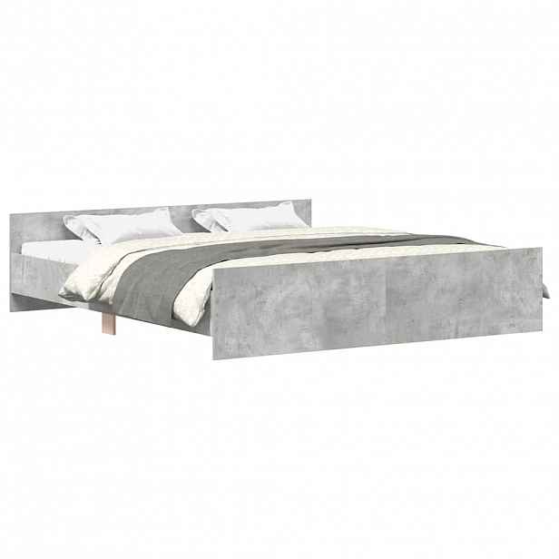 vidaXL Rám postele s hlavovým a nožním čelem betonově šedý 200x200 cm