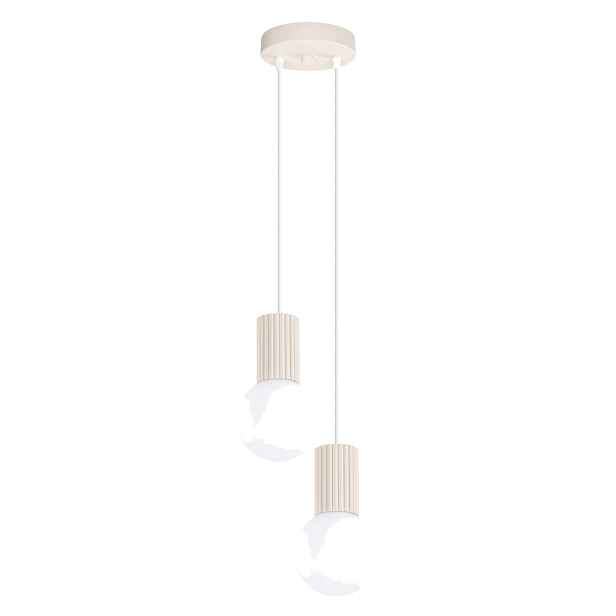 Závěsná lampa Halo 2P béžová, krémové stropní osvětlení Kule Sollux G9