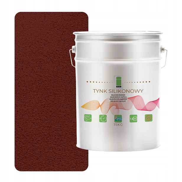 Silikonová Omítka 3009 Fasádní Vnější Červená Hnědá 1.0 MM 15 Kg