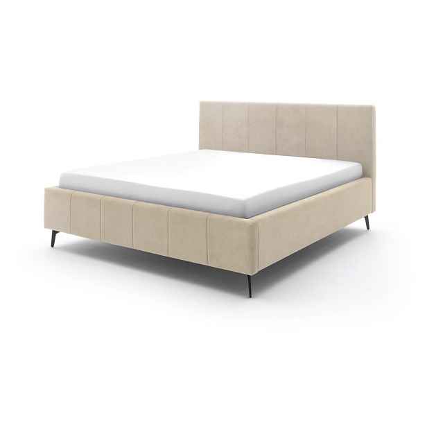 Béžová čalouněná dvoulůžková postel s úložným prostorem s roštem 180x200 cm Lizzano – Meise Möbel