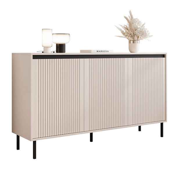 Idohome ŠIROKÁ KOMODA LIRA 149 cm, 3 zásuvky, béžová