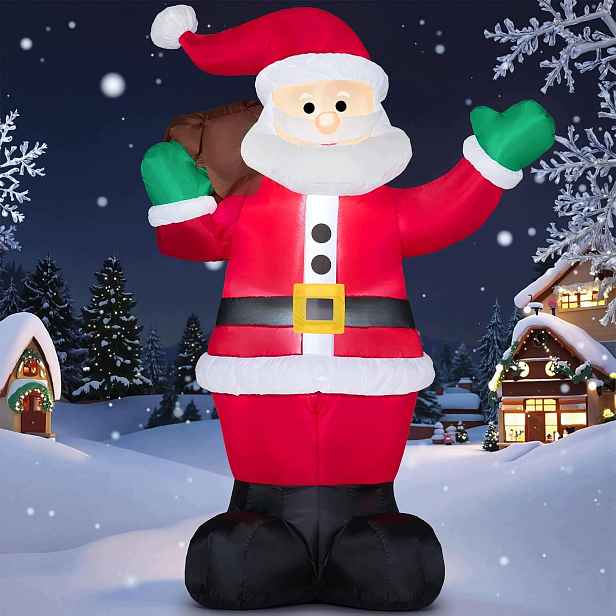Joiedomi 180cm nafukovací vánoční Santa Claus s dárkovou taškou, nafukovací vánoční dekorace