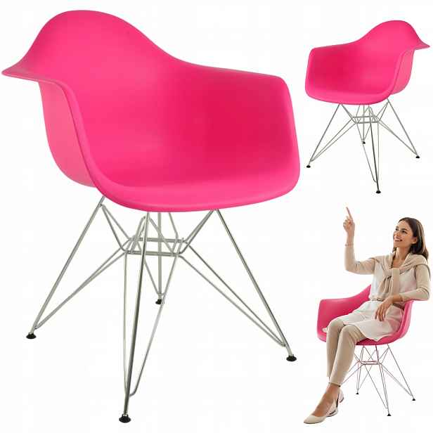 Křeslo Dar růžové nohy chrom glamour loft moderní obývací pokoj kuchyně křeslo