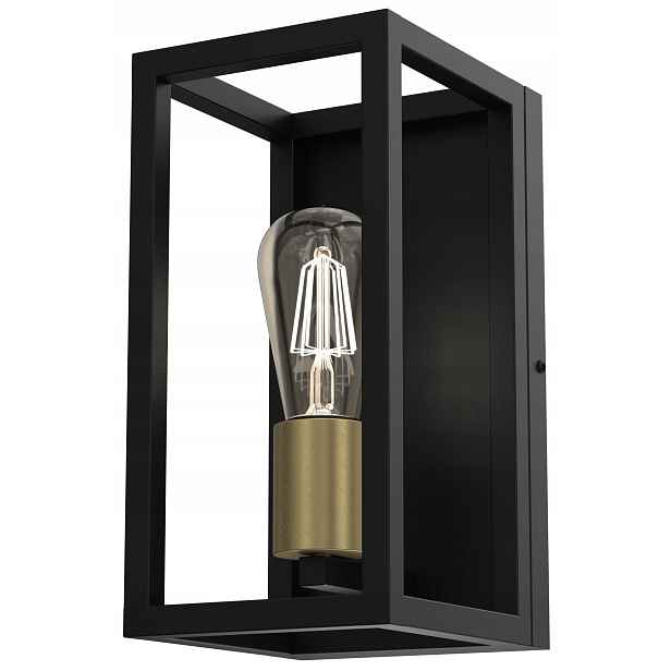 Nástěnná lampa Loft Industriální klec Nástěnné svítidlo Frame Černá Zlatá 1xE27