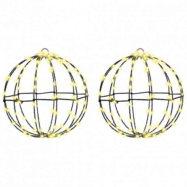 vidaXL Koule 2 ks Teplá bílá 30 x 30 x 32 cm Kov 192 LED