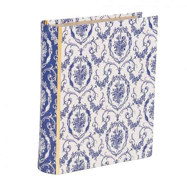 Bílo-modrý úložný box s květy ve tvaru knihy Book Van - 17*14*5 cm Clayre & Eef