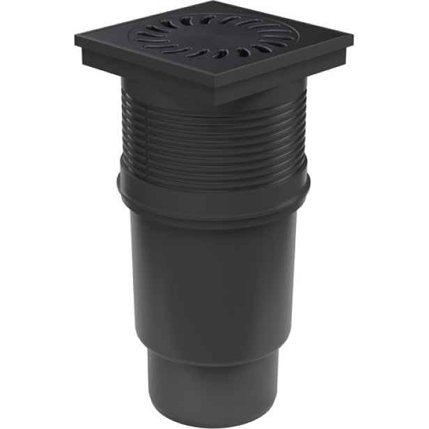 Chuděj Kanalizační vpust spodní DN110; plovák Neptun; litinová mřížka 150x150 mm  (Gule spodní DN110 s litinovou mřížkou)