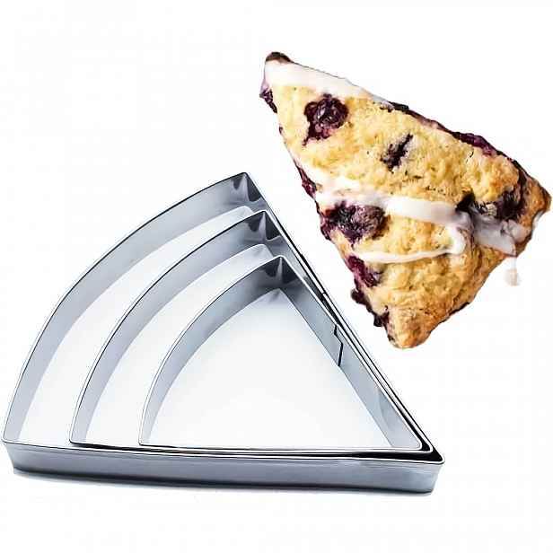 TEMU Sada 3 vykrajovátek na scones (2,7, 3,5, 4,3 palce) – Nerezová vějířová forma na sušenky a 1/6 řezačka pro dokonale rovnoměrné trojúhelníkové
