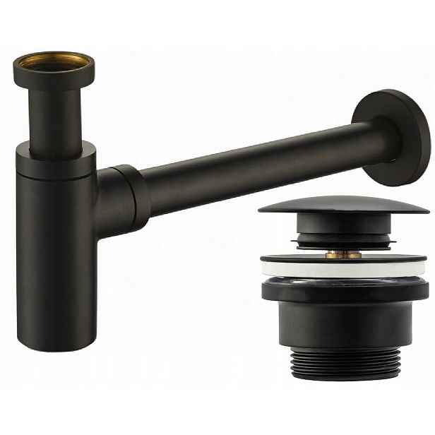 Černý Umyvadlový Sifon Black Korek Klik-klak