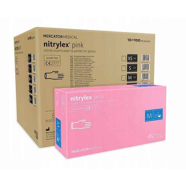 Nitrylex Rukavice Nitrilové Růžové 100 Kusů M 10ks