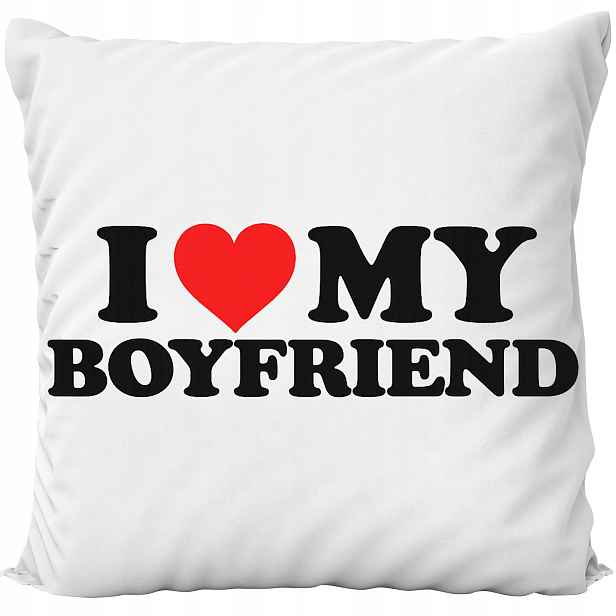 Polštář Bílý Na Valentýna I Love My Boyfriend Dárek Pro Dívku