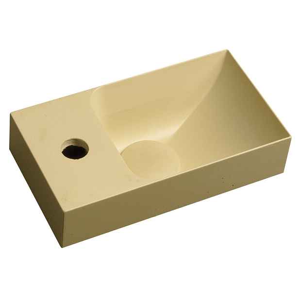 Sapho PICCOLINO betonové umývátko 30,8x17cm, baterie vlevo, žlutá mat