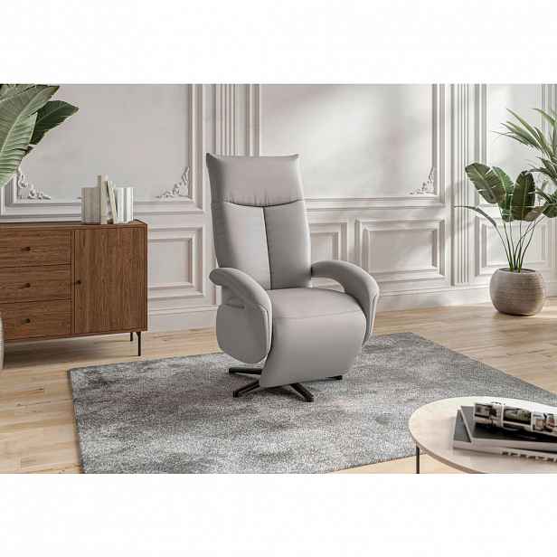 Sit & More KŘESLO, kůže, světle šedá