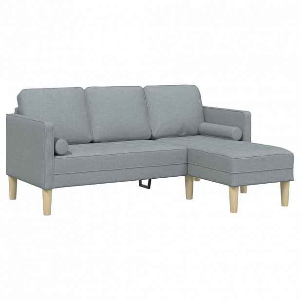 vidaXL Set pohovek s polštářem Světle šedá Polyester