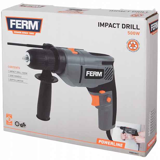 Příklepová vrtačka Ferm Powerline PDM1063 500 W