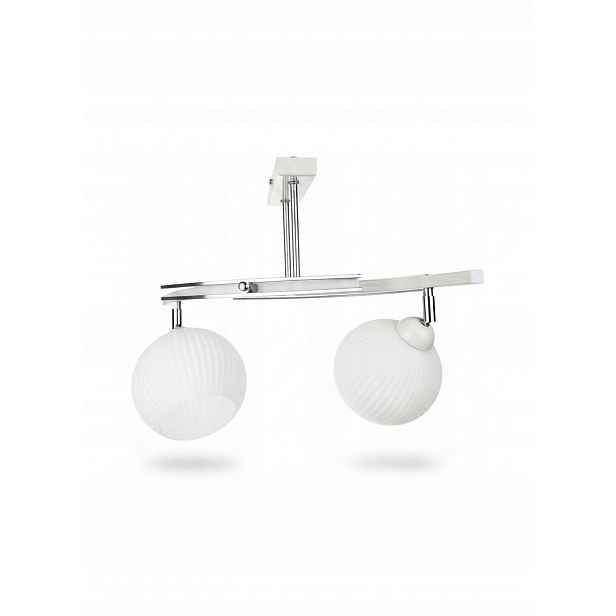 Stropní Svítidlo Lustr Fiona 2 Béžová 2x E27 Euro-lamp Pruhovaná Stínidlo Bílá