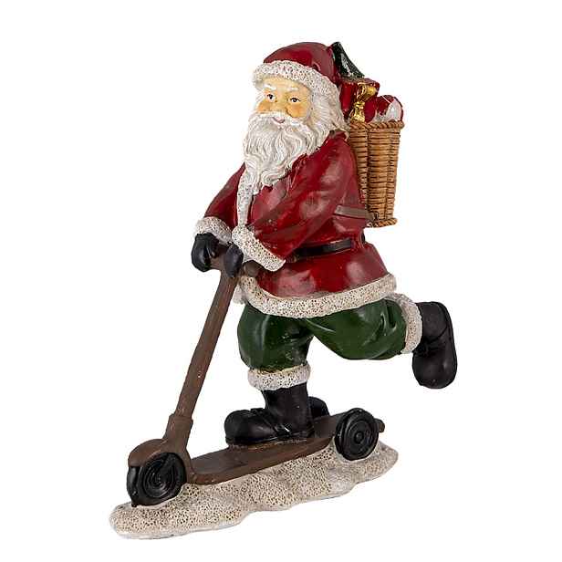 Vánoční dekorativní soška Santy na koloběžce - 13*6*15 cm Clayre & Eef