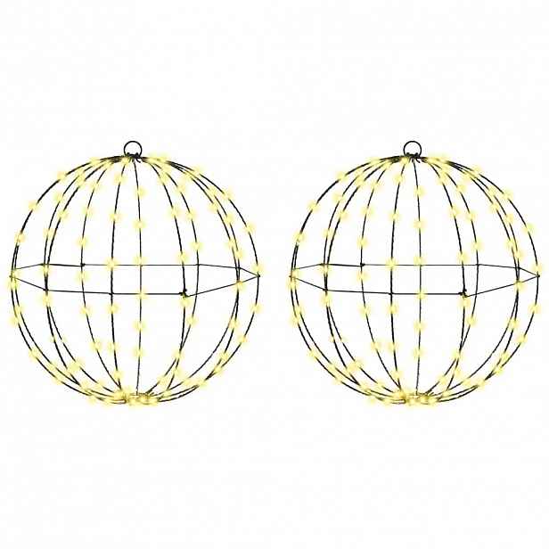 vidaXL Koule 2 ks Teplá bílá 40 x 40 x 42 cm Kov 192 LED
