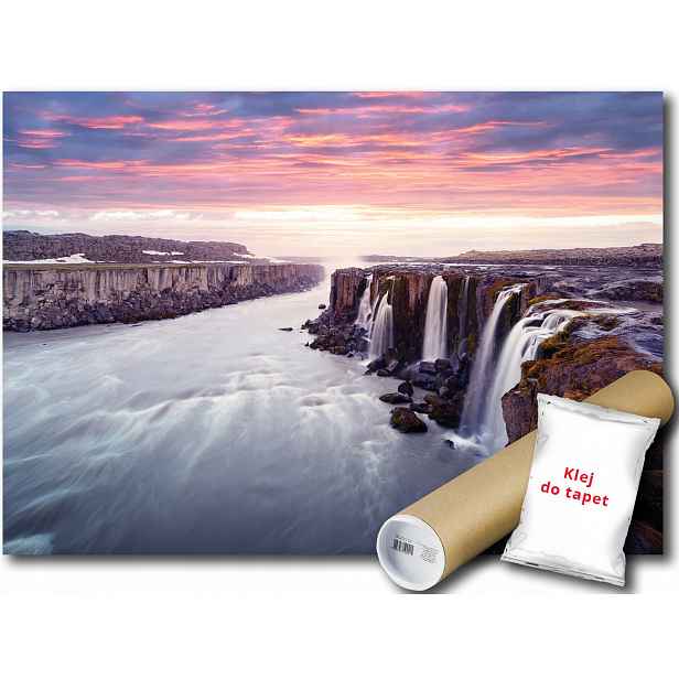 Vinylová fototapeta Krajina Výhled Hory Vodopád Selfoss Island 152x104