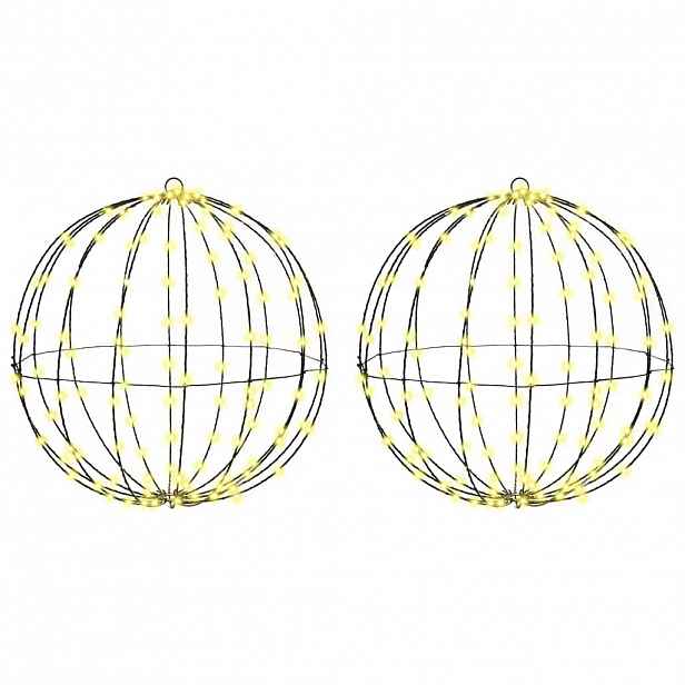 vidaXL Koule 2 ks Teplá bílá 50 x 50 x 52 cm Kov 320 LED