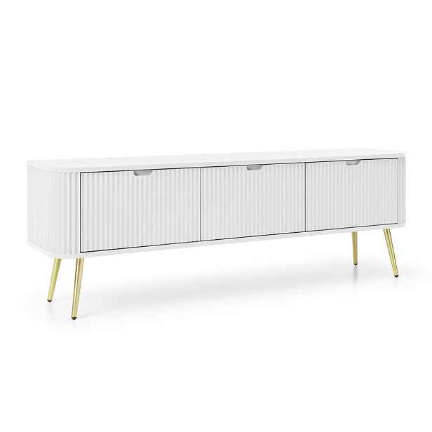 MASSENO TV STOLEK ZENZERO, 168x39x57 cm se 3 dvířky, bílý