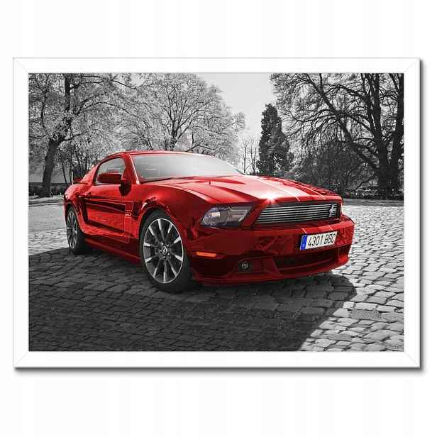 Plakáty v rámu 40x30 Červený Ford Mustang Usa