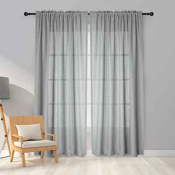 Šedé záclony Voilers do ložnice, obývacího pokoje – 2 kusy, 140 x 137 cm
