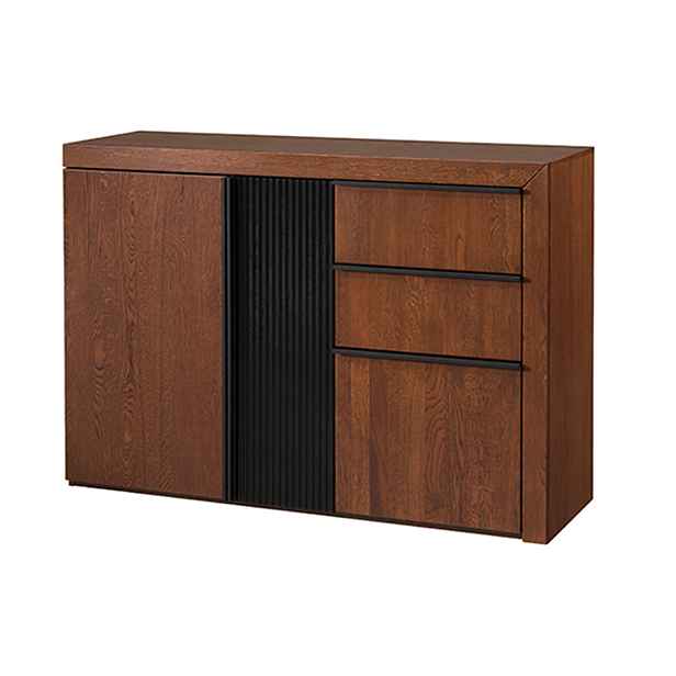 Szynaka Komoda Paris II 46 130 cm z masivu s LED osvětlením dub antický/černá