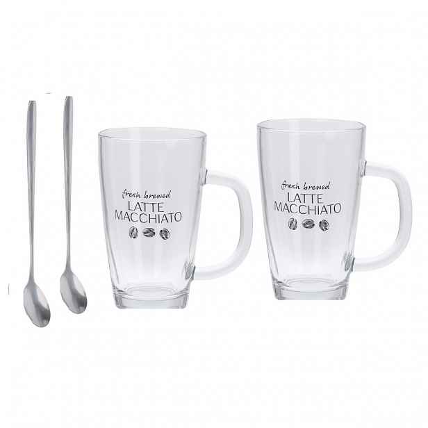 Sada skleněných hrnků se lžičkou na Latté Macchiato, 300 ml