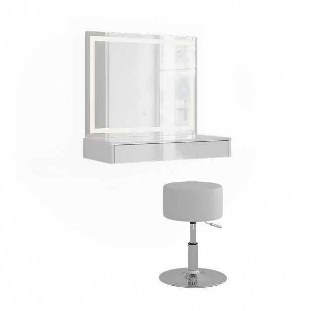 Vicco TOALETNÍ STOLEK Sherry, Bílá/Bílá vysoký lesk, 80 cm 3 díly