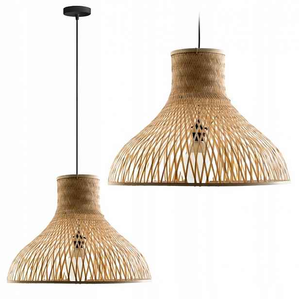 Závěsná Stropní Lampa Boho Přírodní Bambusová Pletená XXL 60 cm Toolight