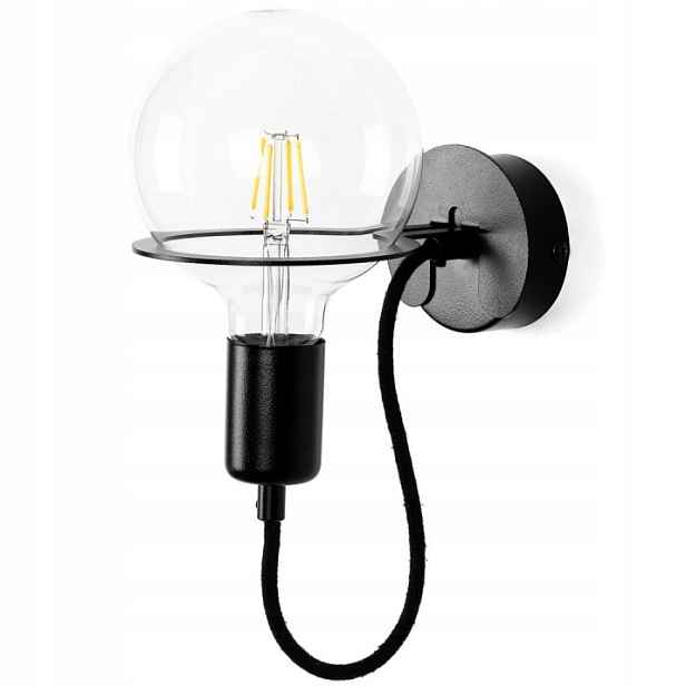 Černá nástěnná lampa s Led žárovkou do obývacího pokoje, ložnice a předsíně Loft XX