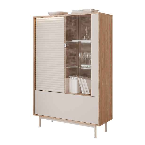 Idohome VITRÍNA LUSSO 100 cm s LED osvětlením, dub / kašmírová