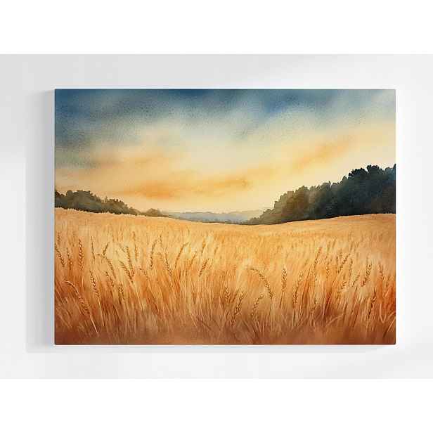 Plakát Krajina Vesnice Pole Obilí Klasy Žně 100x75