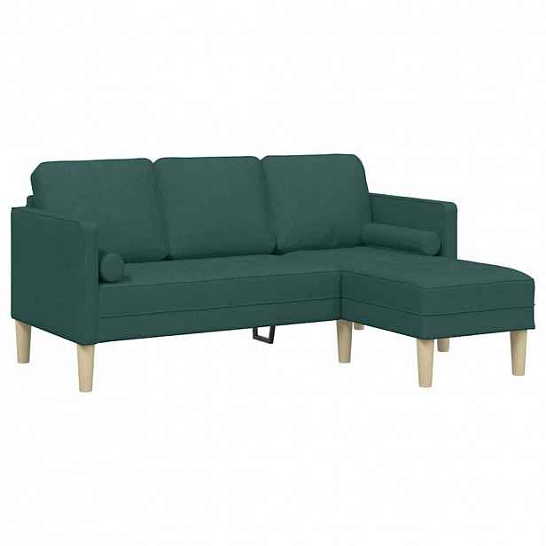vidaXL Set pohovek s polštářem Tmavě zelená Polyester