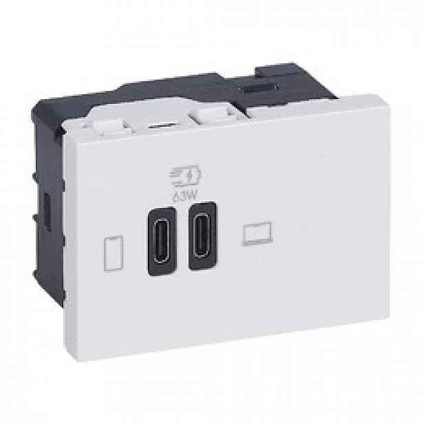 Zásuvka Nabíječka 2x Usb-c 63W Pd Bílá Legrand 077673L