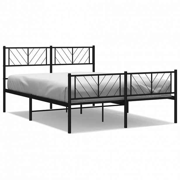 vidaXL Kovový rám postele s hlavovým a nožním čelem černý 140 x 200 cm