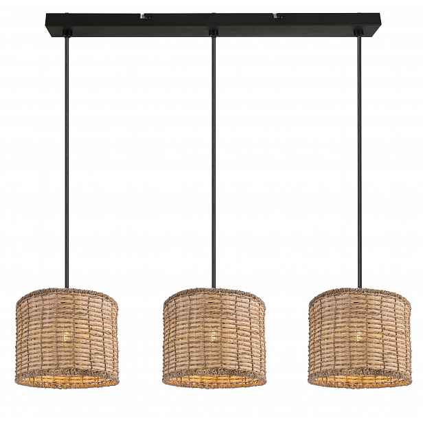 Bismila závěsná lampa černá matná do obývacího pokoje předsíně Stínidla bambus hnědá