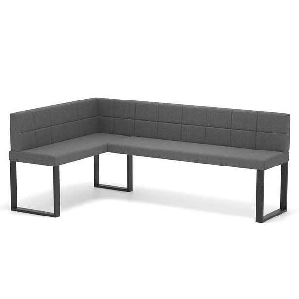 Idohome ROHOVÁ LAVICE SANA U levá tkanina prošívaná, 128/168 cm, tmavě šedá