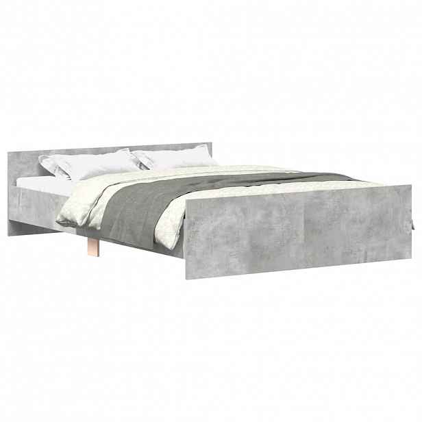 vidaXL Rám postele s hlavovým a nožním čelem betonově šedý 120x200 cm