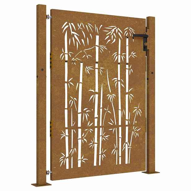 vidaXL Zahradní brána 100 x 150 cm corten ocel bambusový design