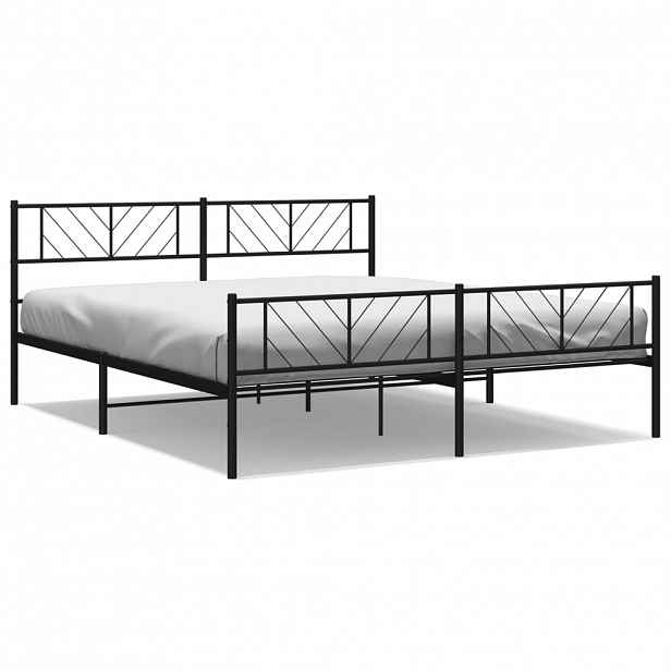vidaXL Kovový rám postele bez matrace s nožním čelem černý 180x200 cm
