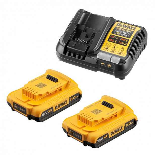 DeWALT - Sada 4A nabíječky, 2x aku 18 V XR Li-Ion 2,0 Ah DCB1104D2