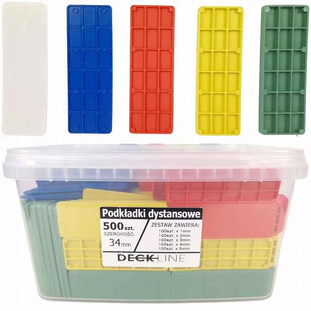 Distanční Podložky Montážní plastové Klíny na okna 1-5 mm 500 Kbelík