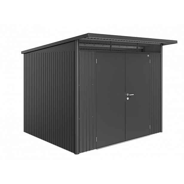 Domek na nářadí AVANTGARDE A6, šedá metalíza, dvoukřídlé dveře BH17069