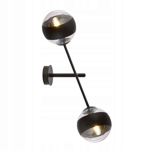 Nástěnné svítidlo Linear K2 černé se skleněnými stínidly E14, 2-bodové, 57 cm