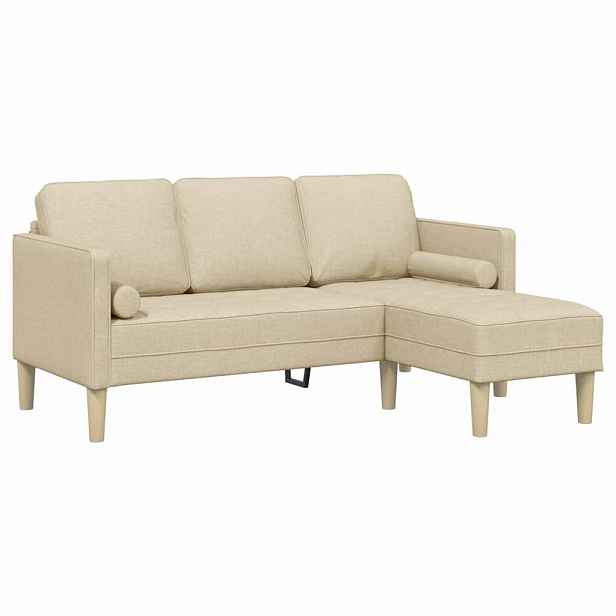 vidaXL Set pohovek s polštářem Krémová Polyester
